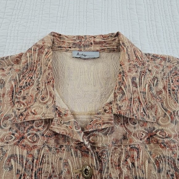 Analogy Multicolored Floral Embroidered Denim Jean Jacket EUC Women's Large - Picture 5 of 14
